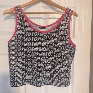Joe Boxer Summer Crop Top Women’s Size XL Hot Pink Trim O2